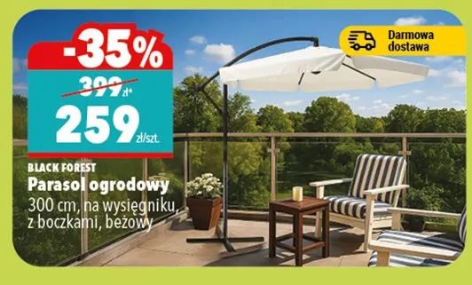 Parasol ogrodowy 300 cm, na wysięgniku, z boczkami, beżowy promocja w Biedronka