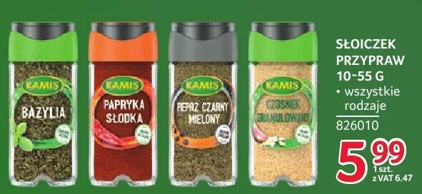 Słoiczek przypraw 10-55 g wszystkie rodzaje Kamis promocja w Selgros