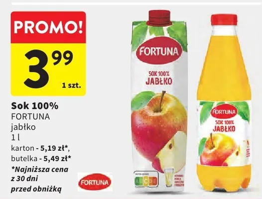 Sok 100% jabłko promocja w Intermarche
