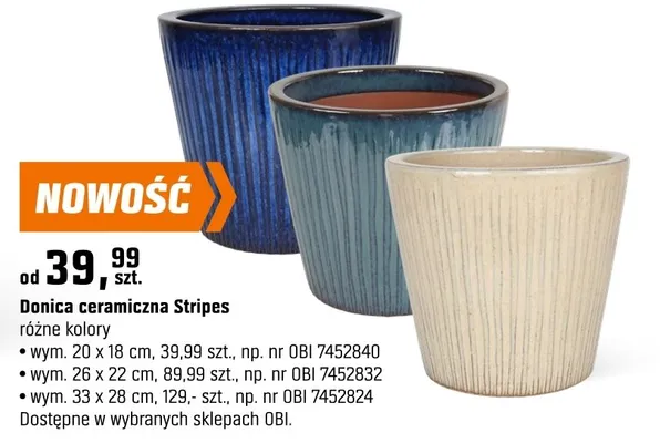 Donice ceramiczne Stripes promocja w OBI