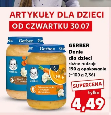 Danie dla dzieci Gerber Kalafior z królikiem promocja w Kaufland