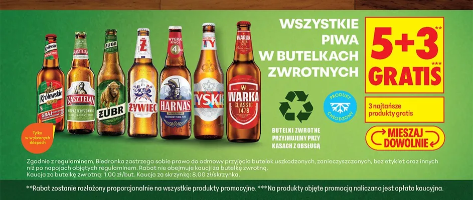 Piwa w butelkach zwrotnych promocja w Biedronka