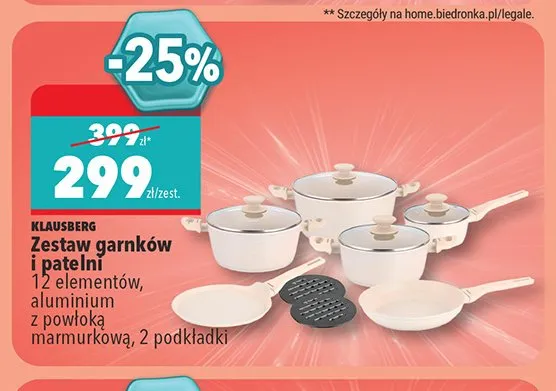 Zestaw garnków i patelni Klausberg promocja w Biedronka