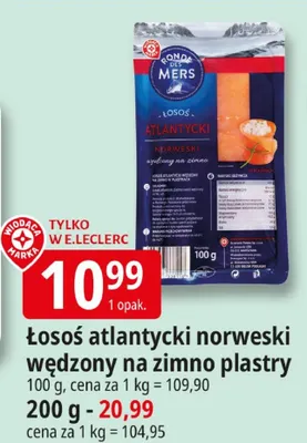 Łosoś atlantycki norweski wędzony na zimno w plastrach Ronde Des Mers promocja w Leclerc