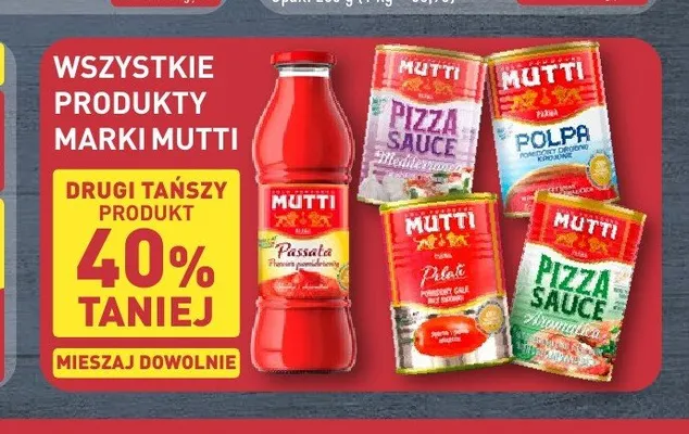 Pomidory drobno krojone Polpa Mutti promocja w Aldi