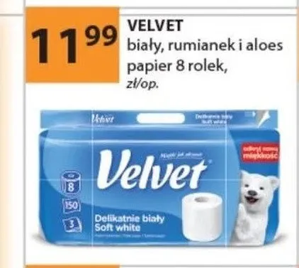 Papier toaletowy Velvet rumianek promocja w Drogerie Laboo