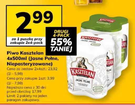 Piwo Kasztelan (Jasne Pełne, Niepasteryzowane) promocja w Hitpol