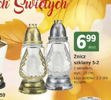 Znicz szklany S-2 Płomyk promocja w Marketvita