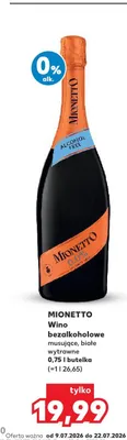 Wino bezalkoholowe musujące białe wytrawne Mionetto promocja w Kaufland