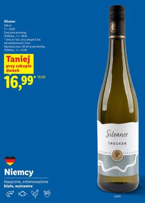 Wino Silvaner białe wytrawne promocja w Lidl