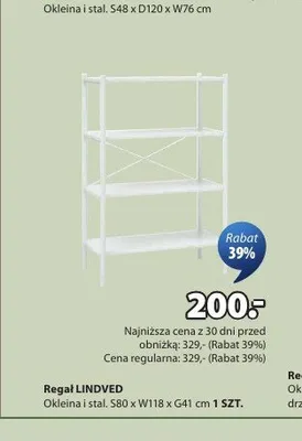 Regał LINDVED okleina i stal S80xW118xG41cm promocja w Jysk