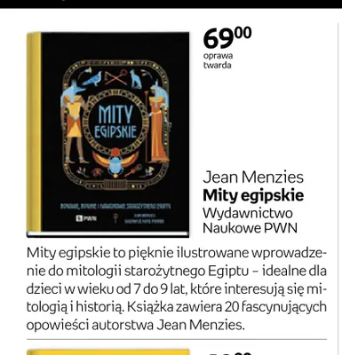 Książka Jean Menzies Mity egipskie Wydawnictwo Naukowe PWN promocja w Empik