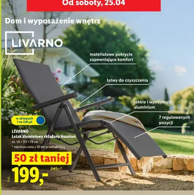 Leżak aluminiowy składany Houston Livarno promocja w Lidl