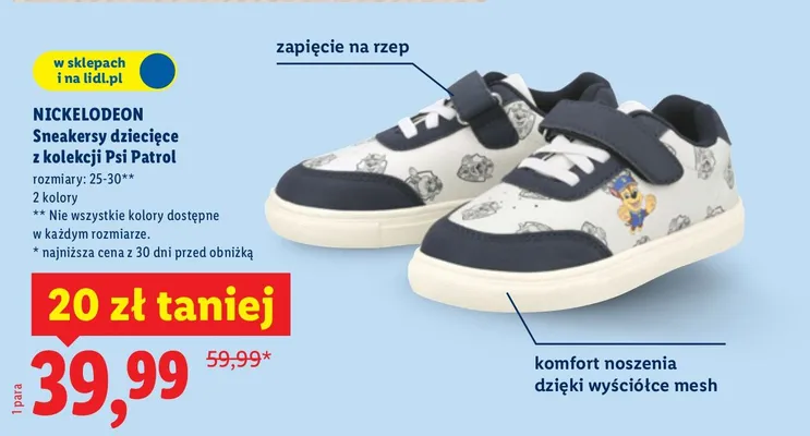 Sneakersy dziecięce z kolekcji Psi Patrol promocja w Lidl