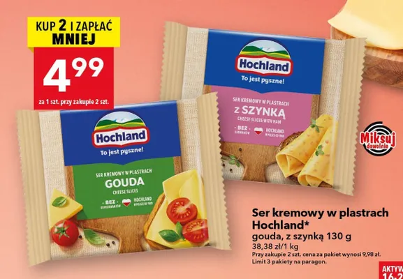 Ser kremowy w plastrach Hochland Gouda promocja w LEWIATAN