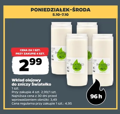 Wkład olejowy do zniczy Światełko promocja w Netto