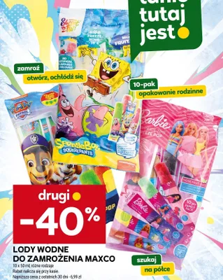 Lody wodne do zamrożenia Maxco Paw Patrol 10-pak 50 ml promocja w Stokrotka