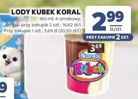 Lody Kubek Koral 4-smakowy promocja w Stokrotka