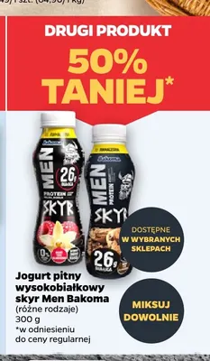 Jogurt pitny wysokobiałkowy skyr Men Bakoma promocja w Netto