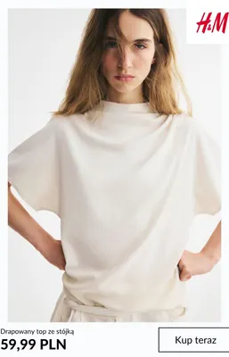 Drapowany top ze stójką H & M promocja w H&M