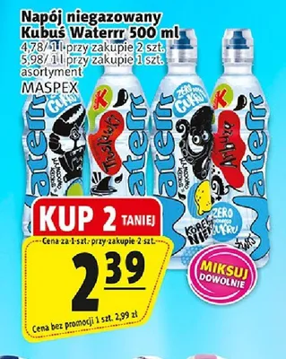 Napój niegazowany Kubuś Waterrr promocja w Prim Market