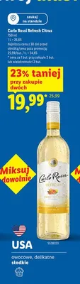 Wino Carlo Rossi Refresh Citrus promocja w Lidl