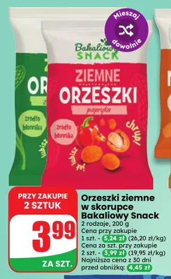 Orzeszki ziemne w skorupce Bakaliowy Snack promocja w Dino
