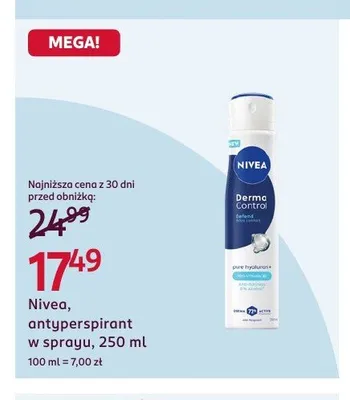 Antyperspirant w sprayu Nivea Derma Control promocja w Rossmann