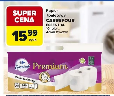 Papier toaletowy CARREFOUR ESSENTIAL 4-warstwowy promocja w Carrefour Market