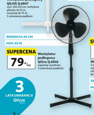 Wentylator podłogowy Qilive czarny promocja w Auchan