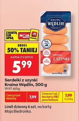 Serdelki z szynki Kraina Wędlin promocja w Biedronka