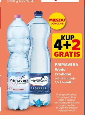 Woda źródlana Primavera gazowana promocja w Kaufland