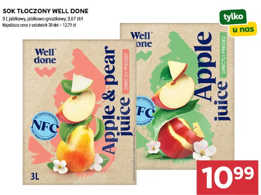 Sok tłoczony Well Done jabłkowy promocja w Stokrotka