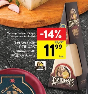 Ser twardy Džiugas klinek 12 MC promocja w Intermarche