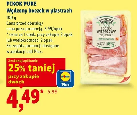 Wędzony boczek w plastrach promocja w Lidl