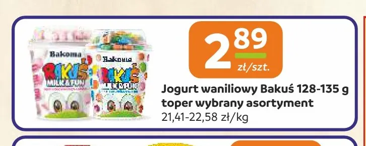 Jogurt waniliowy toper Bakuś promocja w Społem Częstochowa