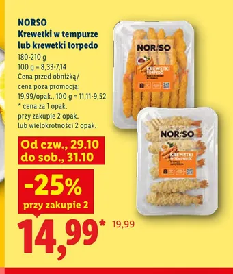 Krewetki torpedo Norso promocja w Lidl