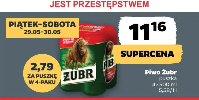Piwo Żubr 4-pak 500ml promocja w Netto