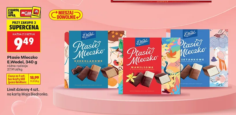 Ptasie Mleczko E.Wedel Czekoladowe promocja w Biedronka