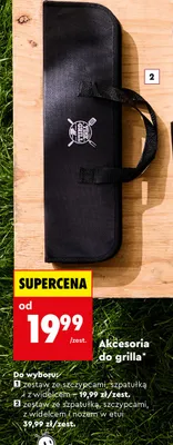 Zestaw ze szczypcami, szpatułką z widelcem i nożem w etui promocja w Biedronka