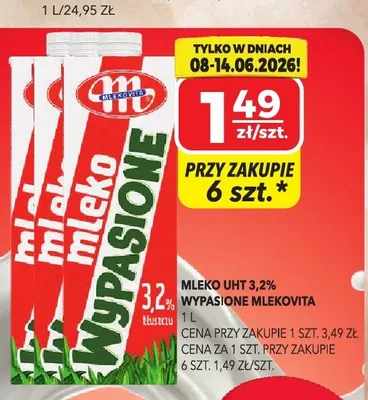 Mleko UHT 3,2% wypasione Mlekovita promocja w Top Market