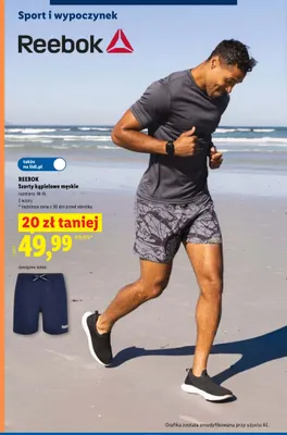 Szorty kąpielowe męskie Reebok M-XL promocja w Lidl