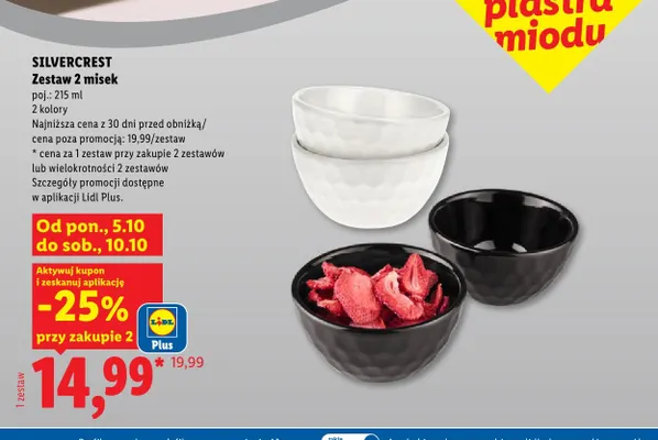 Zestaw 2 misek 215 ml Silvercrest promocja w Lidl