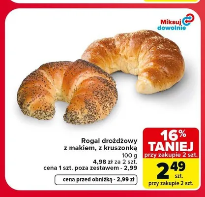 Rogal drożdżowy z makiem promocja w Carrefour Market