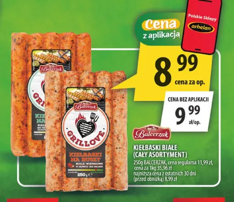 Kiełbaski białe na ruszt Balcerzak promocja w Arhelan
