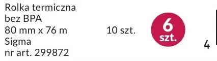Rolka termiczna bez BPA 80 mm x 76 m Sigma promocja w Makro