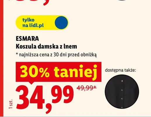 Koszula damska z lnem Esmara promocja w Lidl