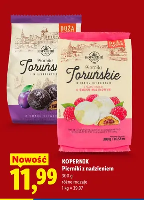 Pierniki Toruńskie w czekoladzie z nadzieniem o smaku śliwkowym Kopernik promocja w Lidl