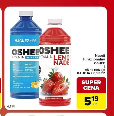 Napój funkcjonalny Oshee Vitamin Lemonade Strawberry promocja w Carrefour Market