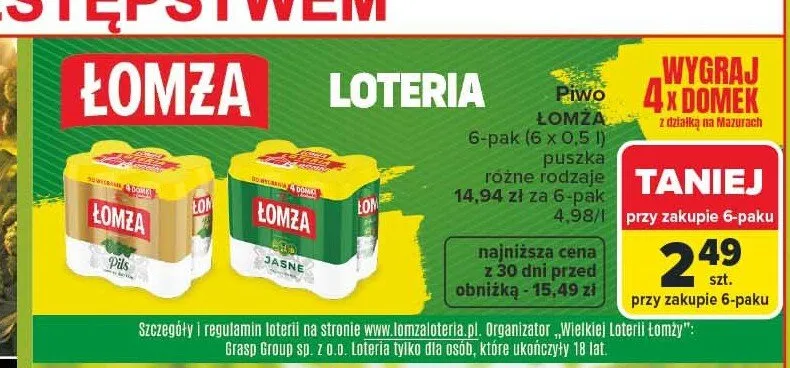 Piwo Łomża Jasne 6-pak 500 ml promocja w Carrefour